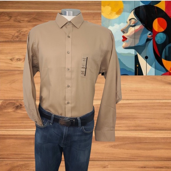 Van Heusen Other - Van Heusen Men's Classic Fit Long Sleeve Button Down Dress Shirt Sz 17 Pin Cord